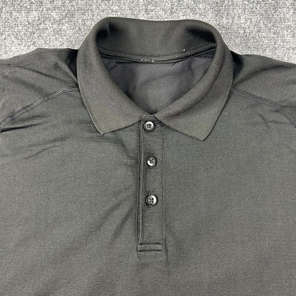 Lululemon Polo Shirt Mens Large Black Solid Performance Golf Short Sleeve - Picture 3 of 9